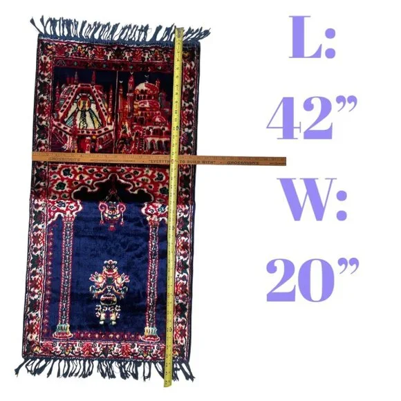 Arabian Muslim Islamic Temple Mosque Vintage Swan Velveteen Prayer Rug Tapestry - Picture 4 of 6